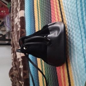 Suede crossbody bucket bag